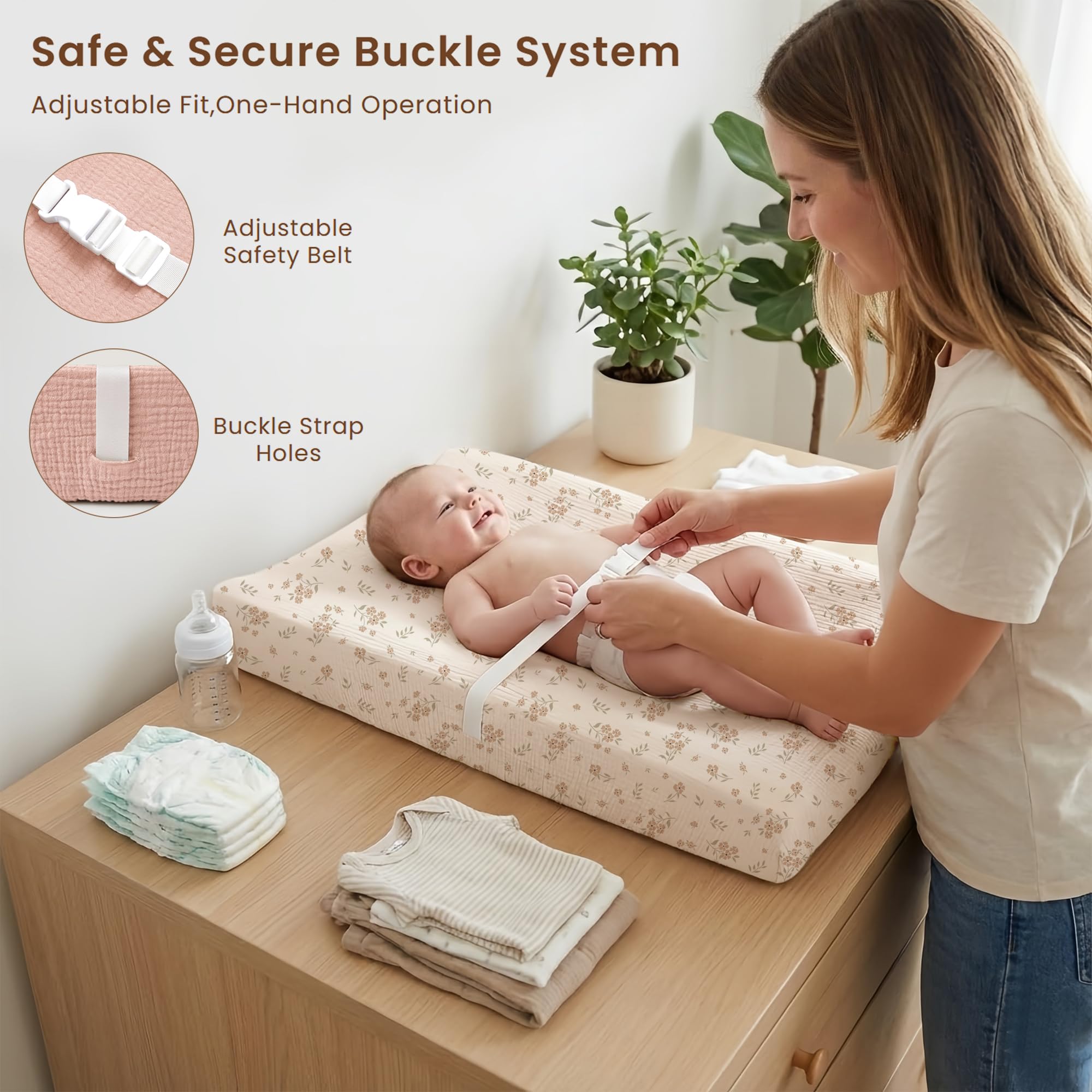 Konssy pad quick release safety belt helps secure baby safely.