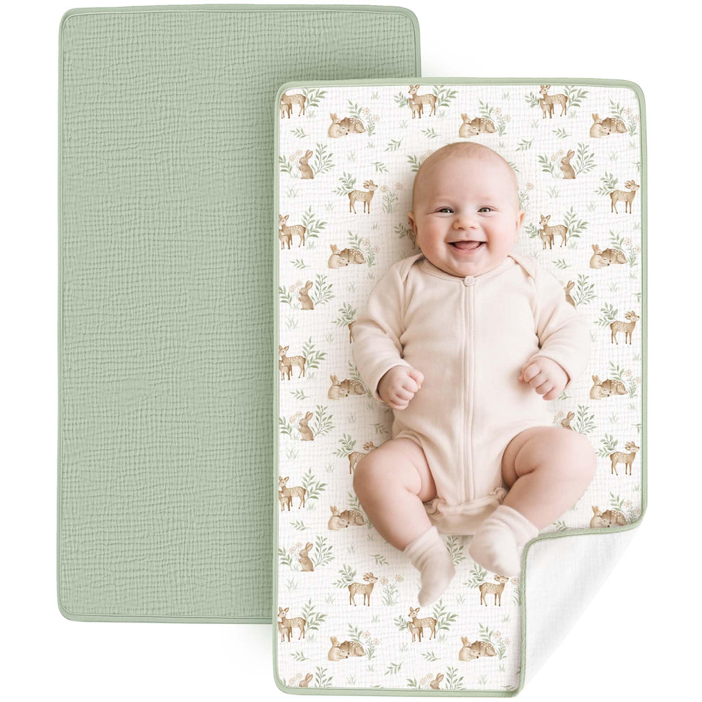 Konssy changing pad Woodland Sage pack-fold demonstrates portable comfort for on-the-go diaper changes