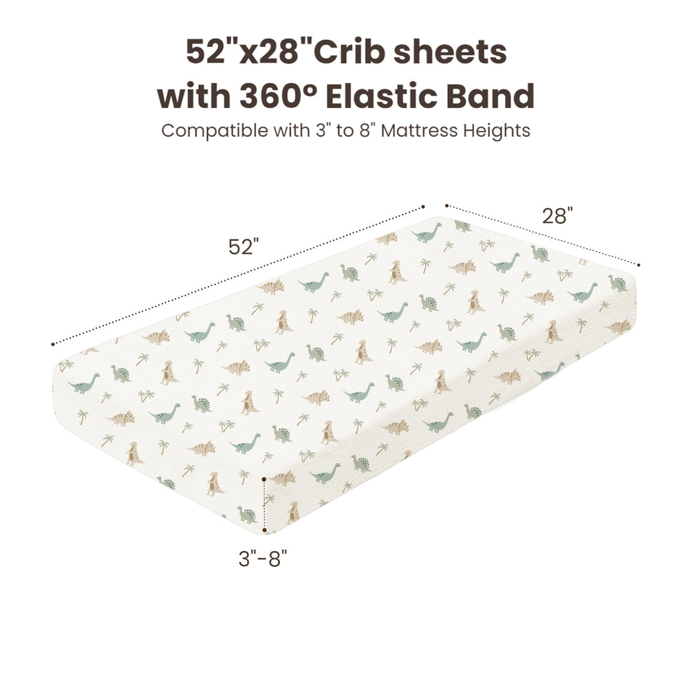 Konssy crib sheet 2-pack fits snugly with 360-degree elastic