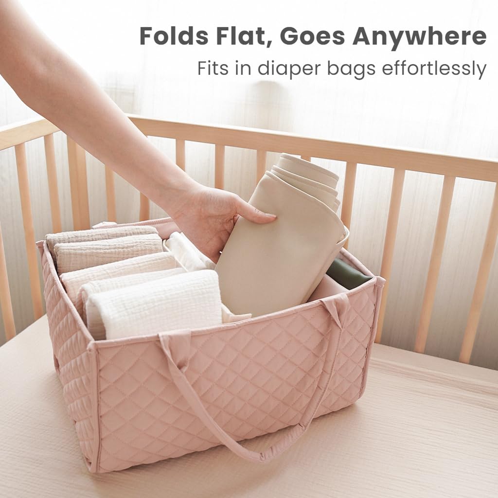 Konssy faux leather changing mat folded compact for easy storage in a purse or stroller.