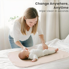 Konssy faux leather baby changing mat inside a diaper bag for travel readiness.