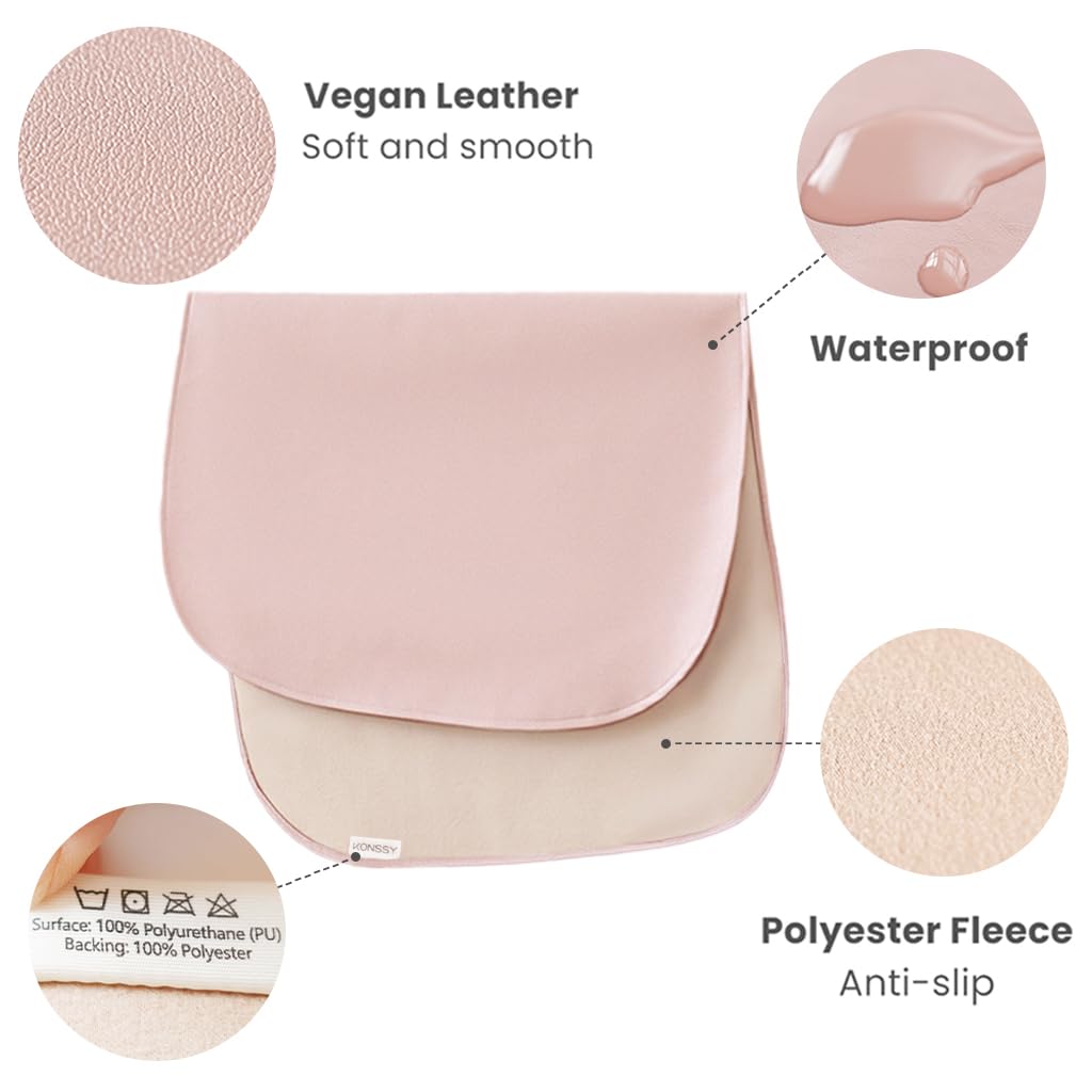 Konssy faux leather baby changing mat texture closeup showing durable material.