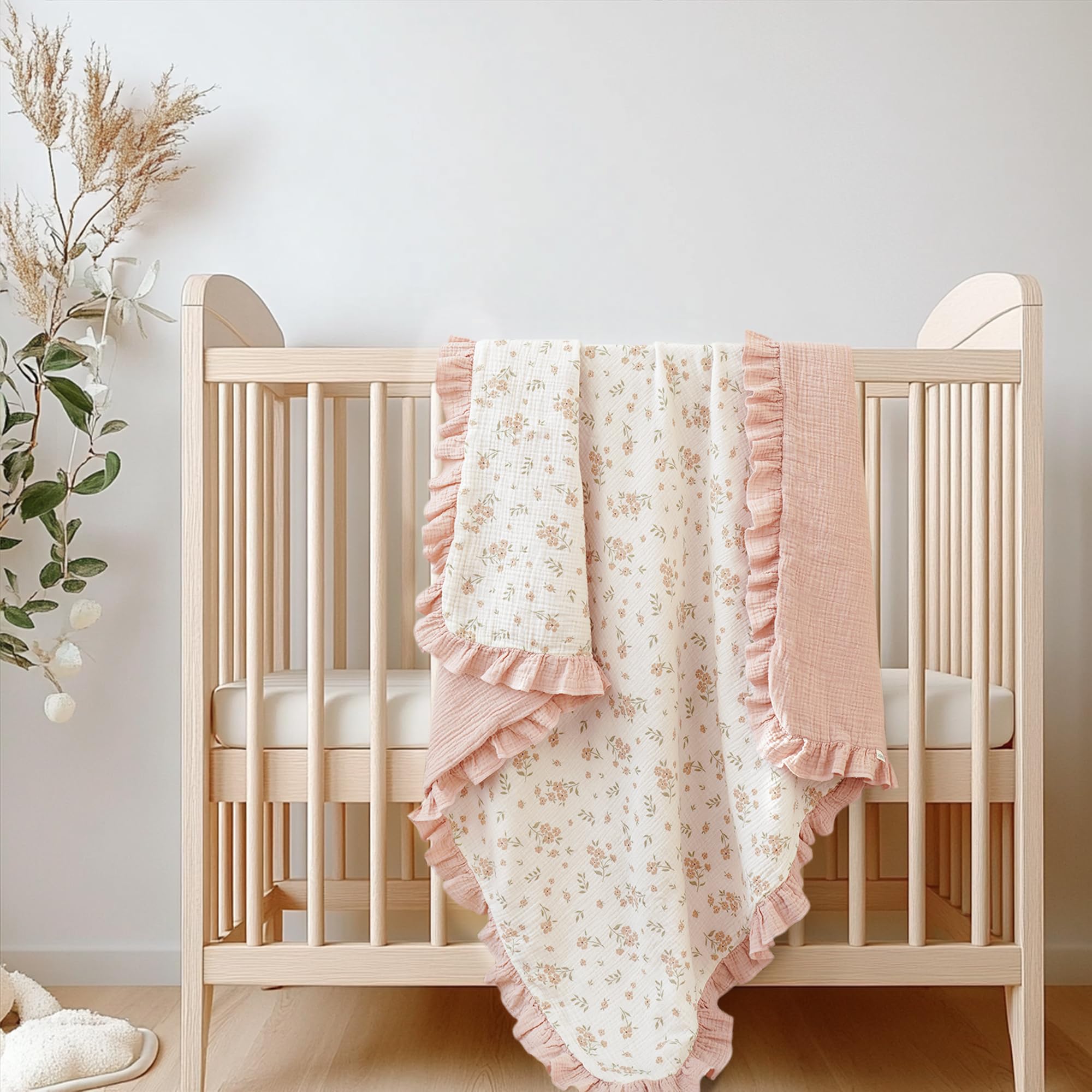 Konssy Flounce Muslin Blanket 40x36 inches versatile size for multiple uses