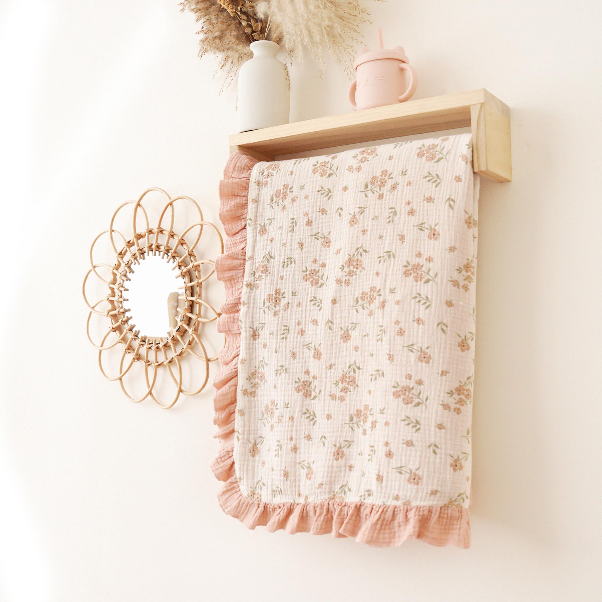 Konssy Flounce Muslin Blanket breathable lightweight material for year-round use