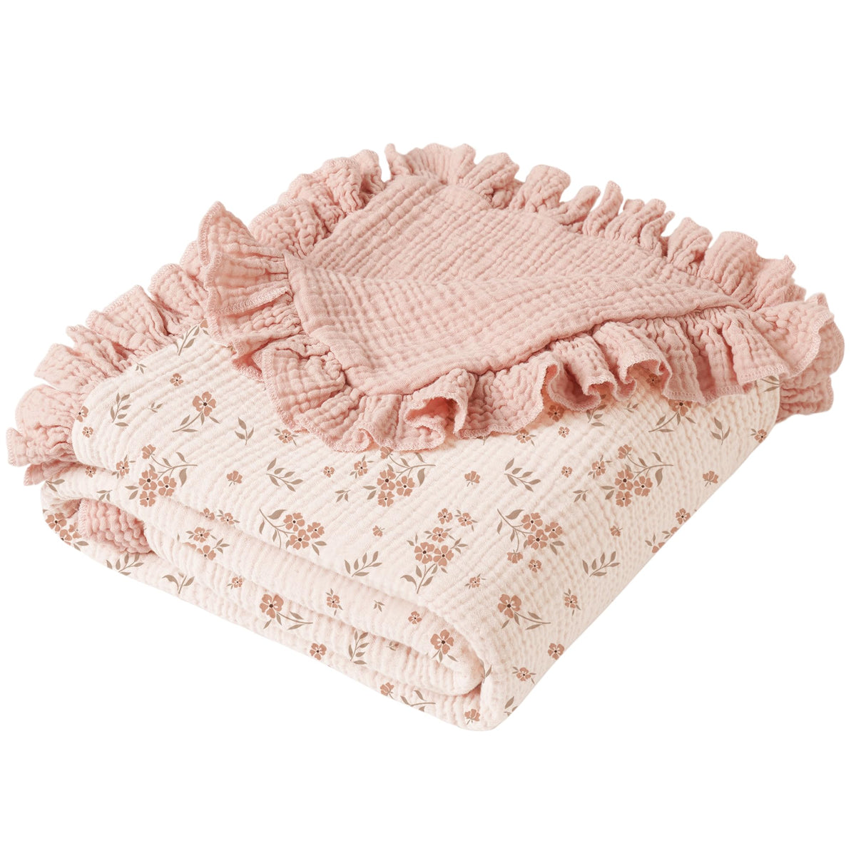 Konssy Flounce Muslin Blanket close-up fabric texture for soft, breathable comfort