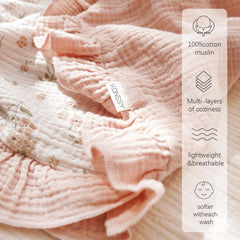 Konssy Flounce Muslin Blanket ideal for swaddling and snug wraps