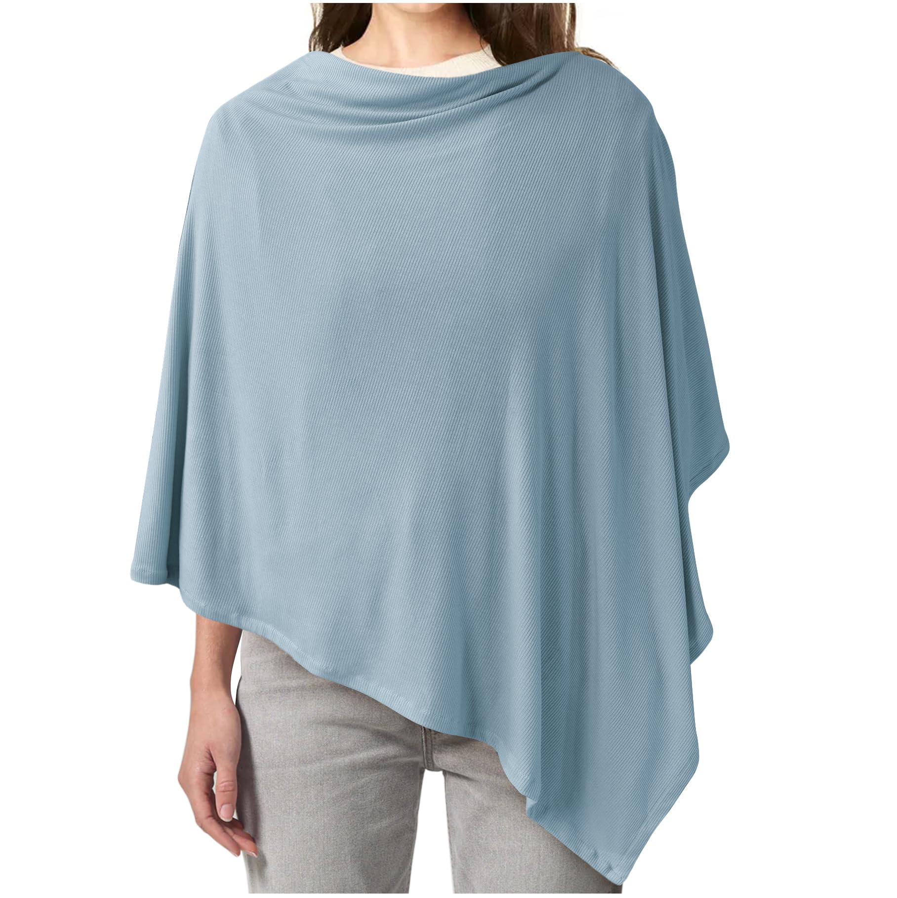 Konssy Knit Nursing Cover blue full privacy design for discreet breastfeeding.