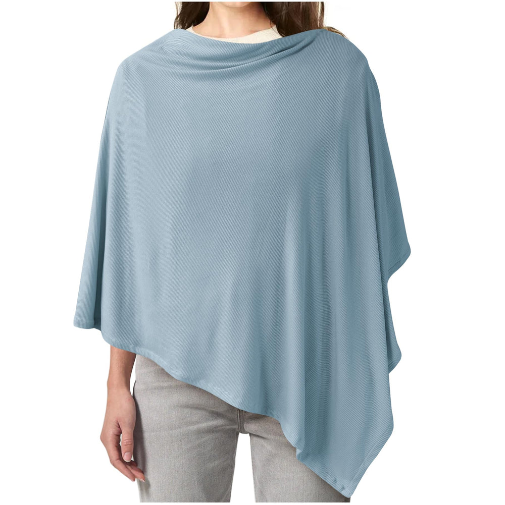 Konssy Knit Nursing Cover blue full privacy design for discreet breastfeeding.