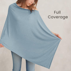 Konssy knit nursing cover blue minimalist style fits mom's wardrobe.