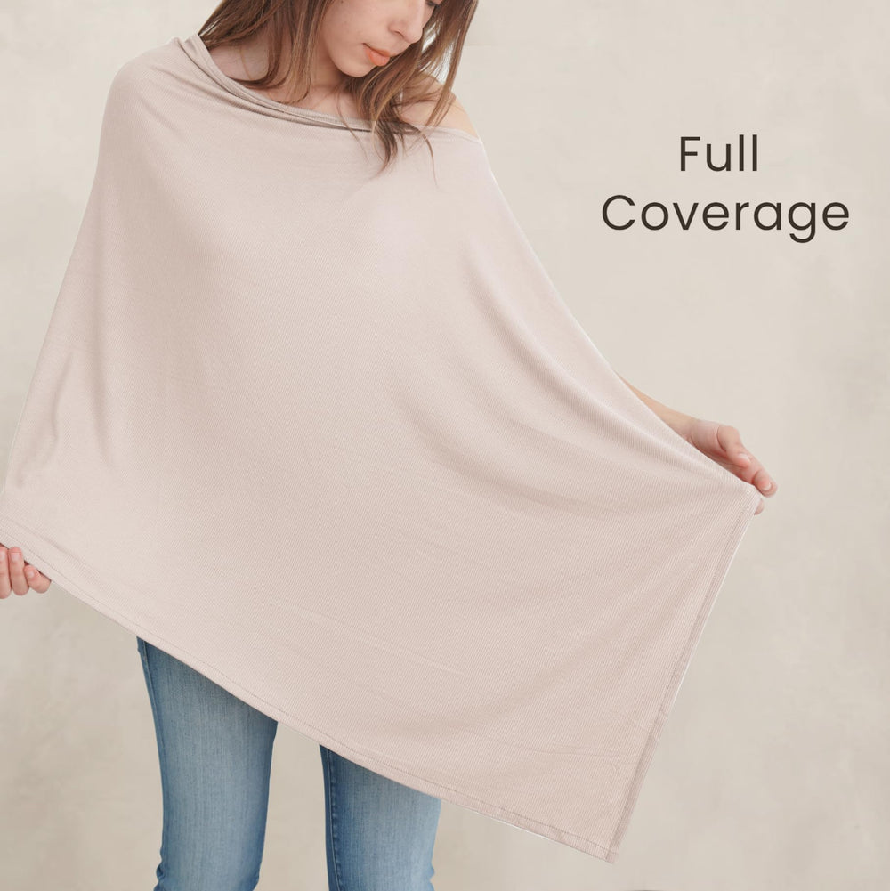 Konssy Knit Nursing Cover gender-neutral blush-beige complements any outfit.