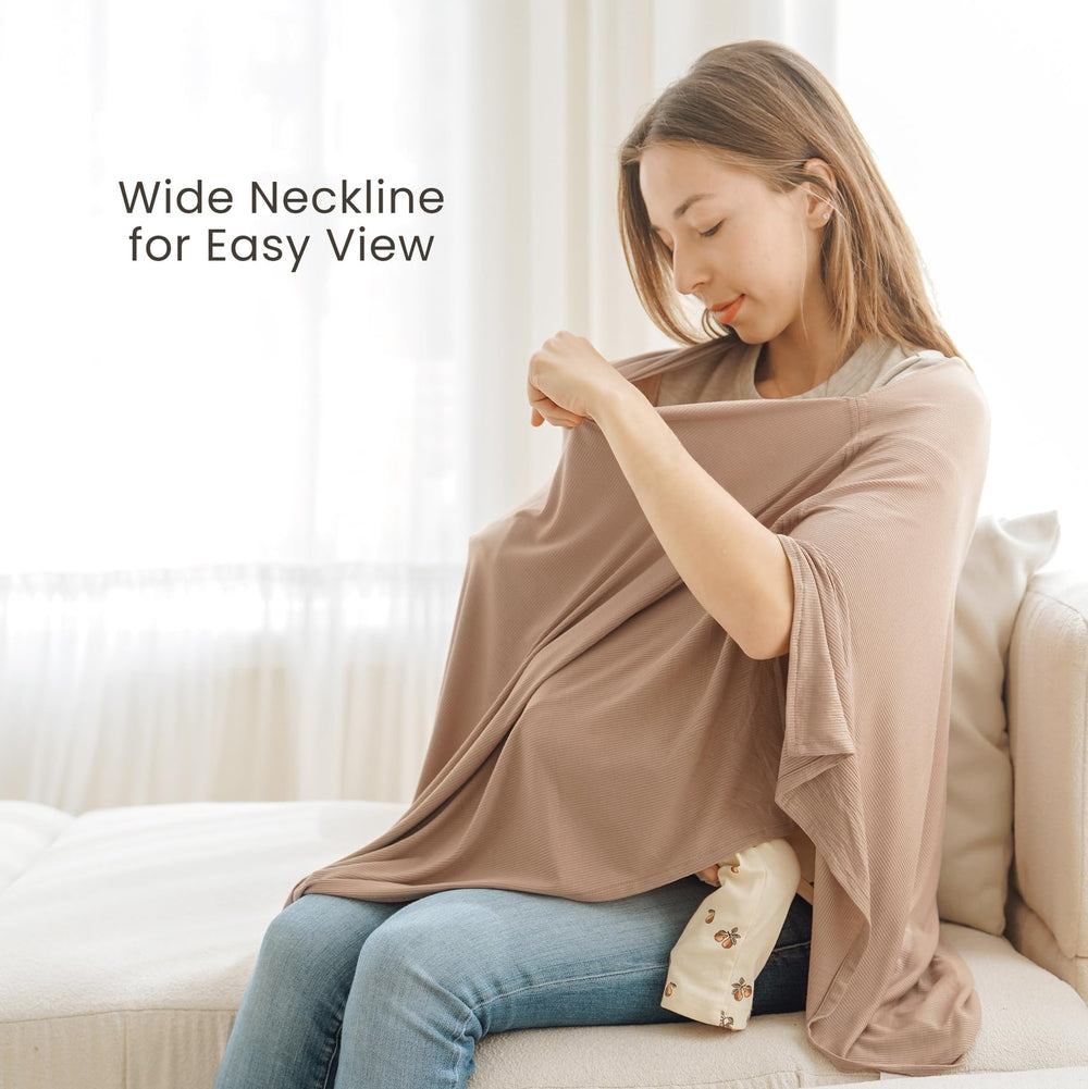 Konssy Knit Nursing Cover uses breathable knit fabric for a comfortable nursing experience.