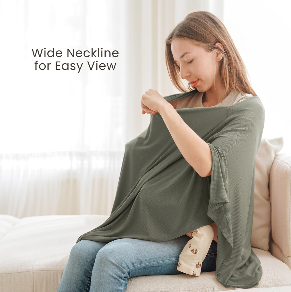 Konssy Knit Nursing Cover provides full coverage without bulk for discreet feeding.