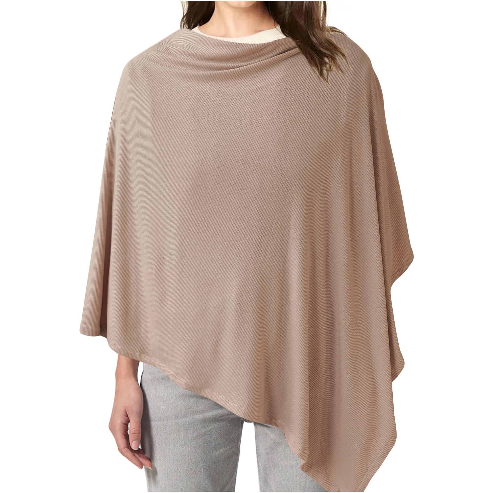 Konssy Knit Nursing Cover in Clay offers full privacy during feeds in public spaces.