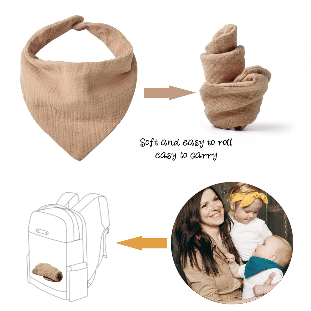 Konssy machine-washable bibs simplify cleanup after meals.
