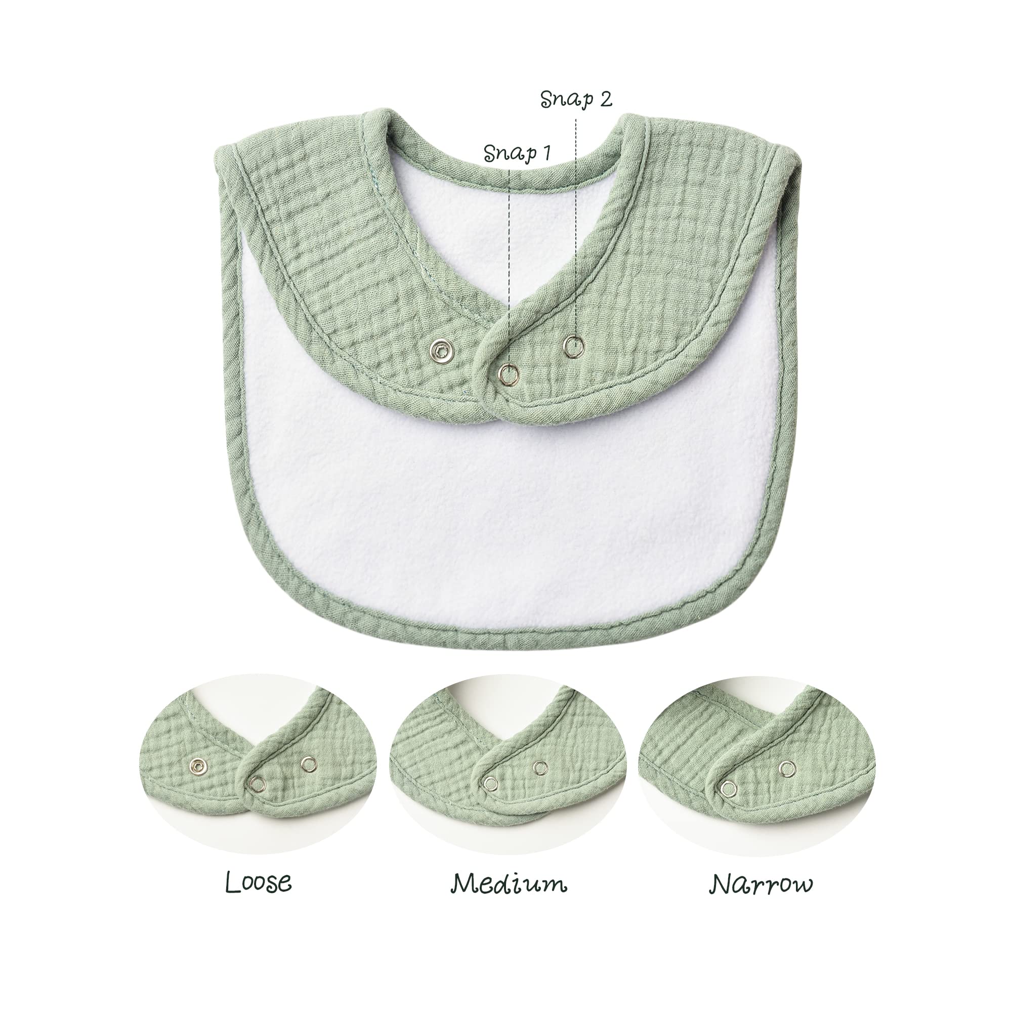 Konssy Muslin Baby Bibs eight-pack closeup fabric texture for ultra-soft moisture-wicking comfort.