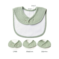 Konssy Muslin Baby Bibs eight-pack closeup fabric texture for ultra-soft moisture-wicking comfort.