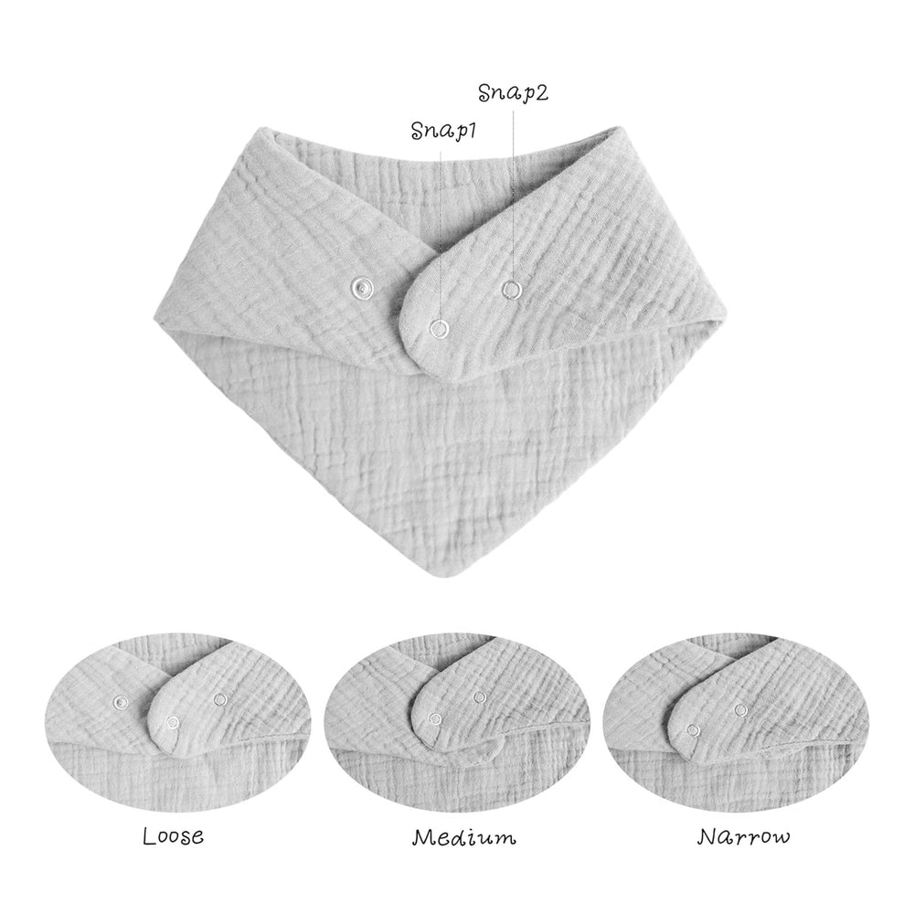 Konssy muslin bib with adjustable snaps fits newborns to 36 months