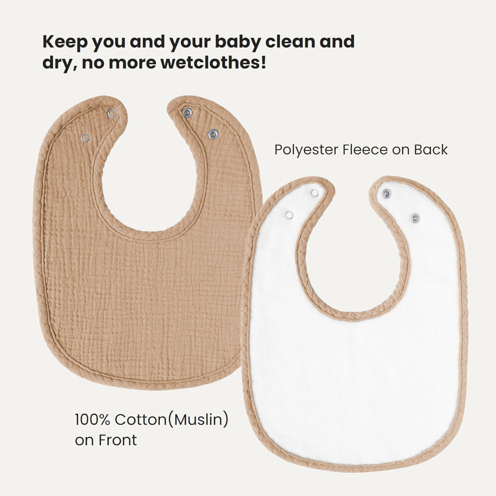 Konssy Muslin Bibs back panel in fleece for warmth and comfort during drool