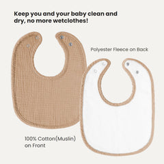Konssy Muslin Bibs back panel in fleece for warmth and comfort during drool