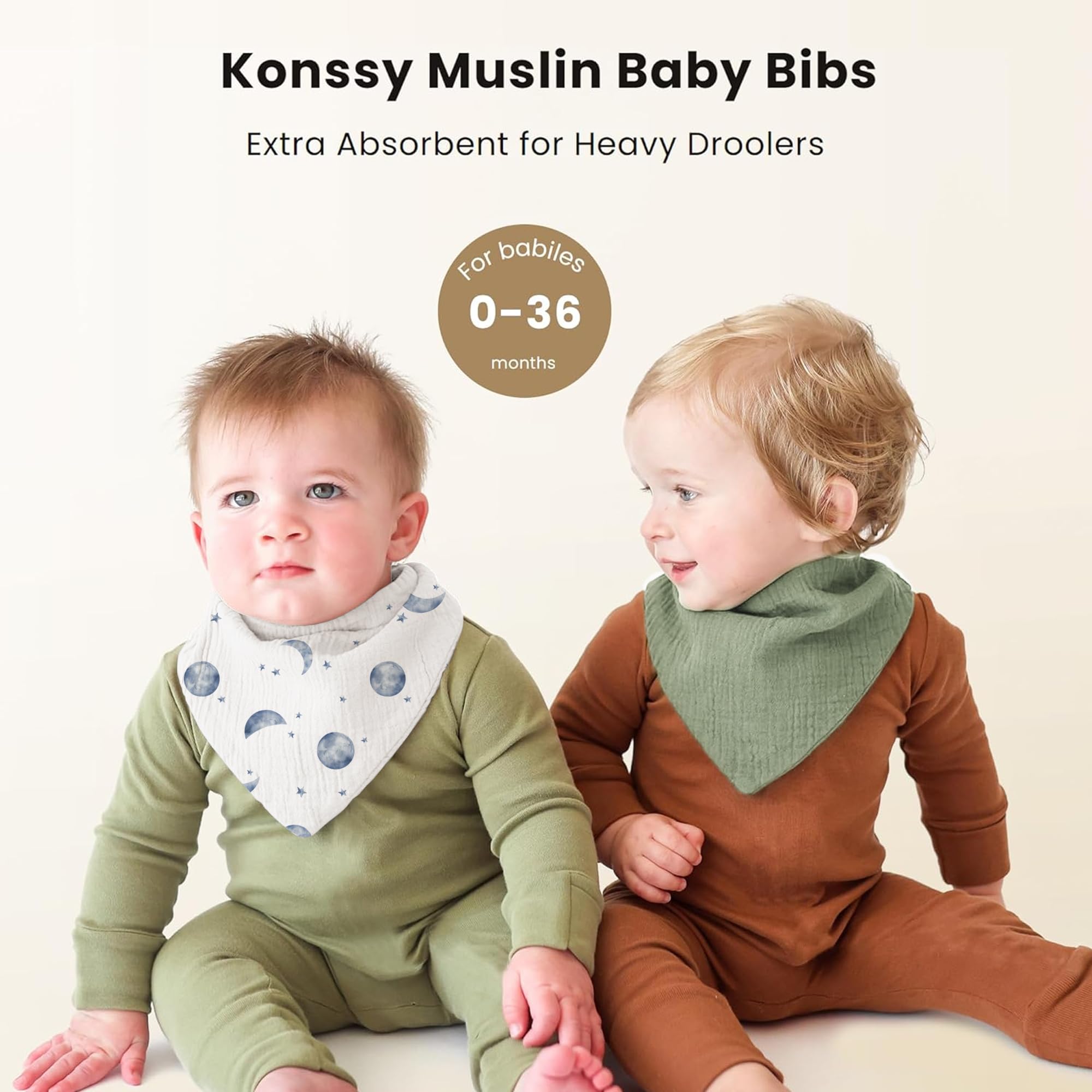 Konssy Muslin baby bib folded, compact and travel-ready for quick cleanup