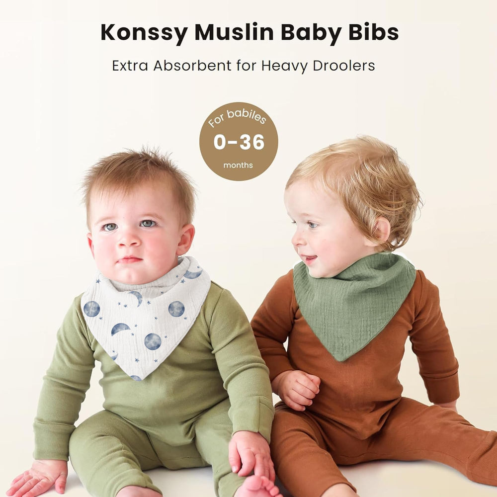 Konssy Muslin baby bib folded, compact and travel-ready for quick cleanup