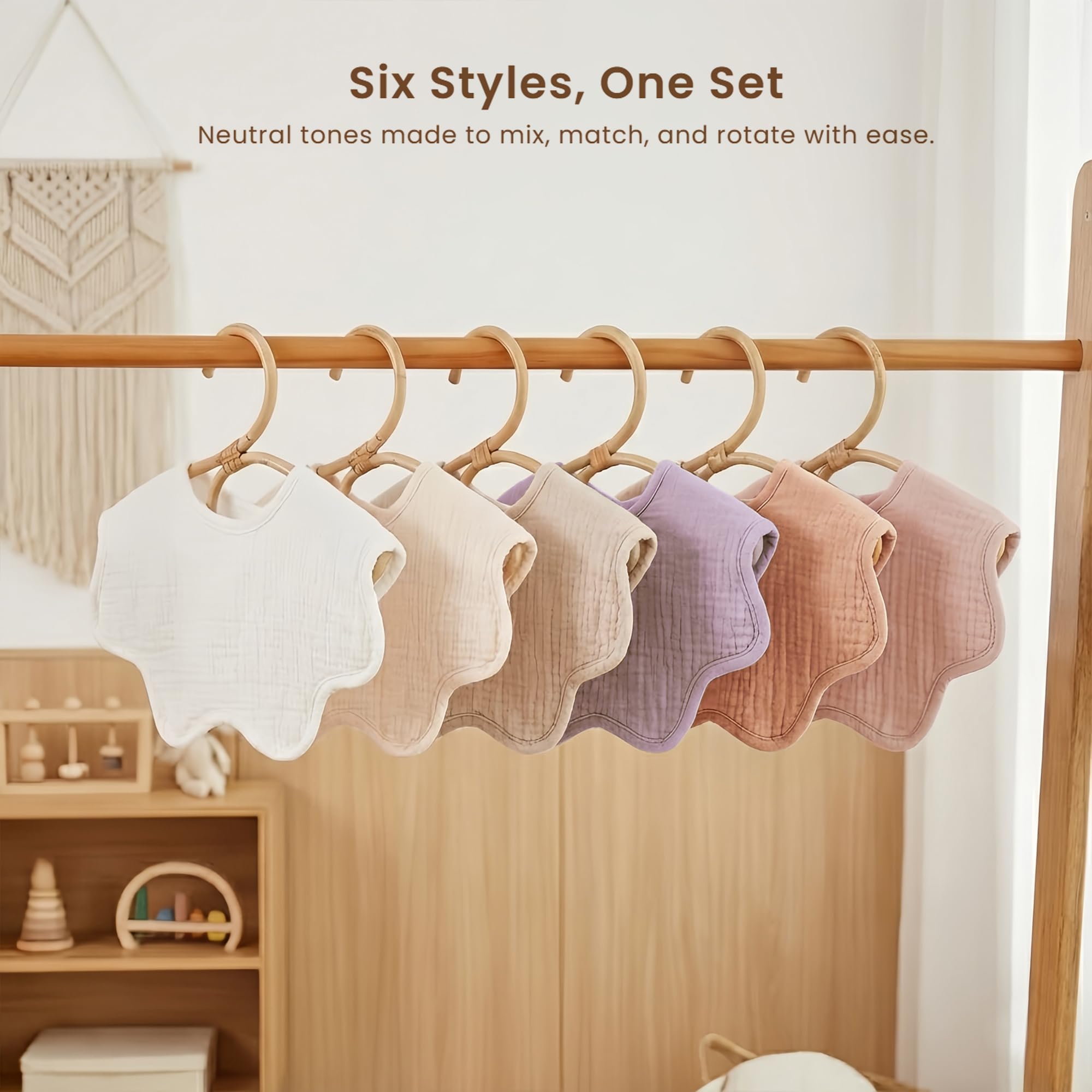 Konssy Muslin Baby Bibs machine washable for easy cleaning.