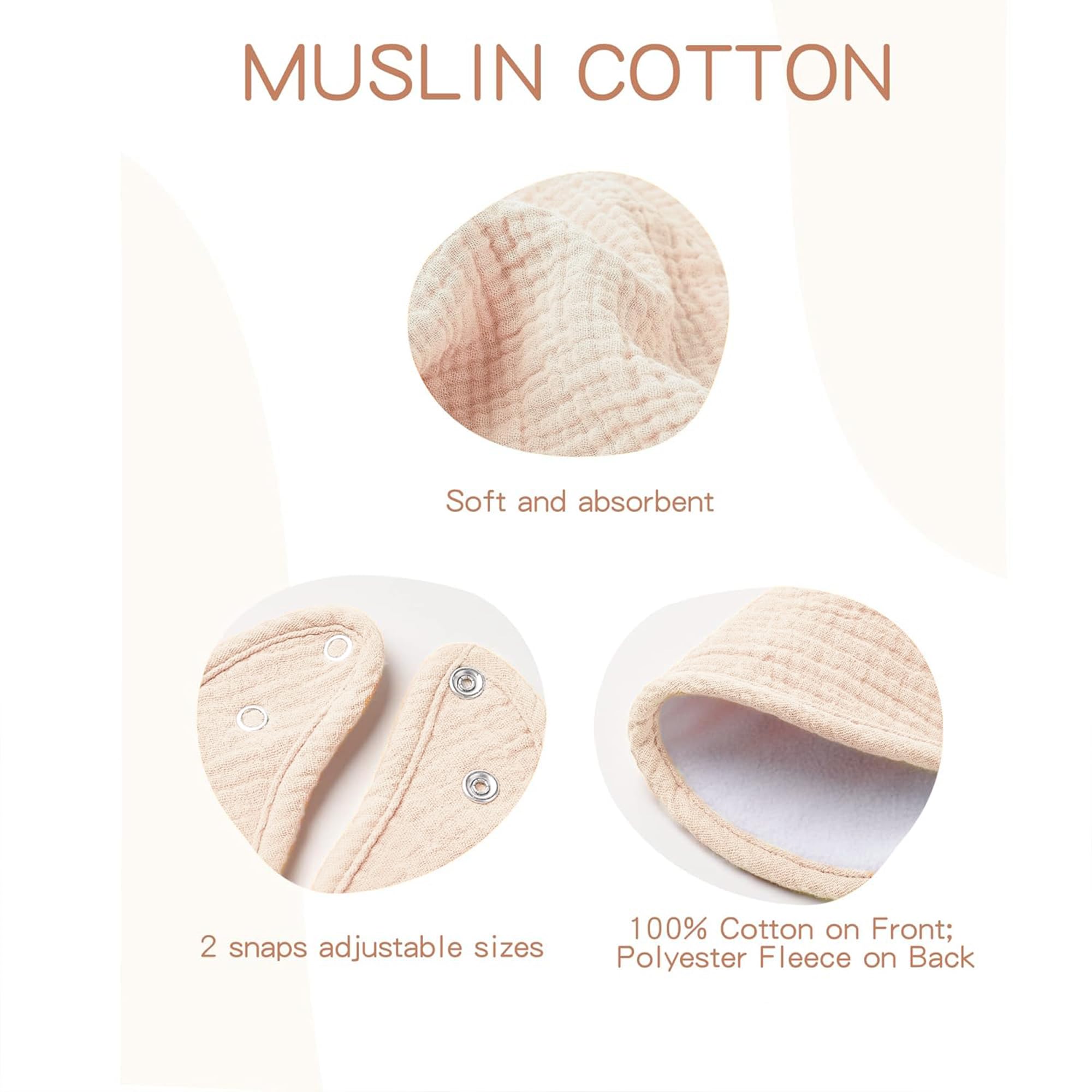 Konssy muslin baby bibs multiuse as bibs burp cloths and wipes
