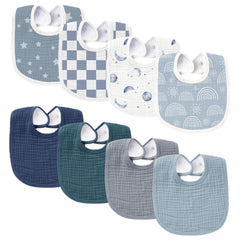 Konssy Muslin Baby Bibs front view highlights soft cotton and high absorption for drool