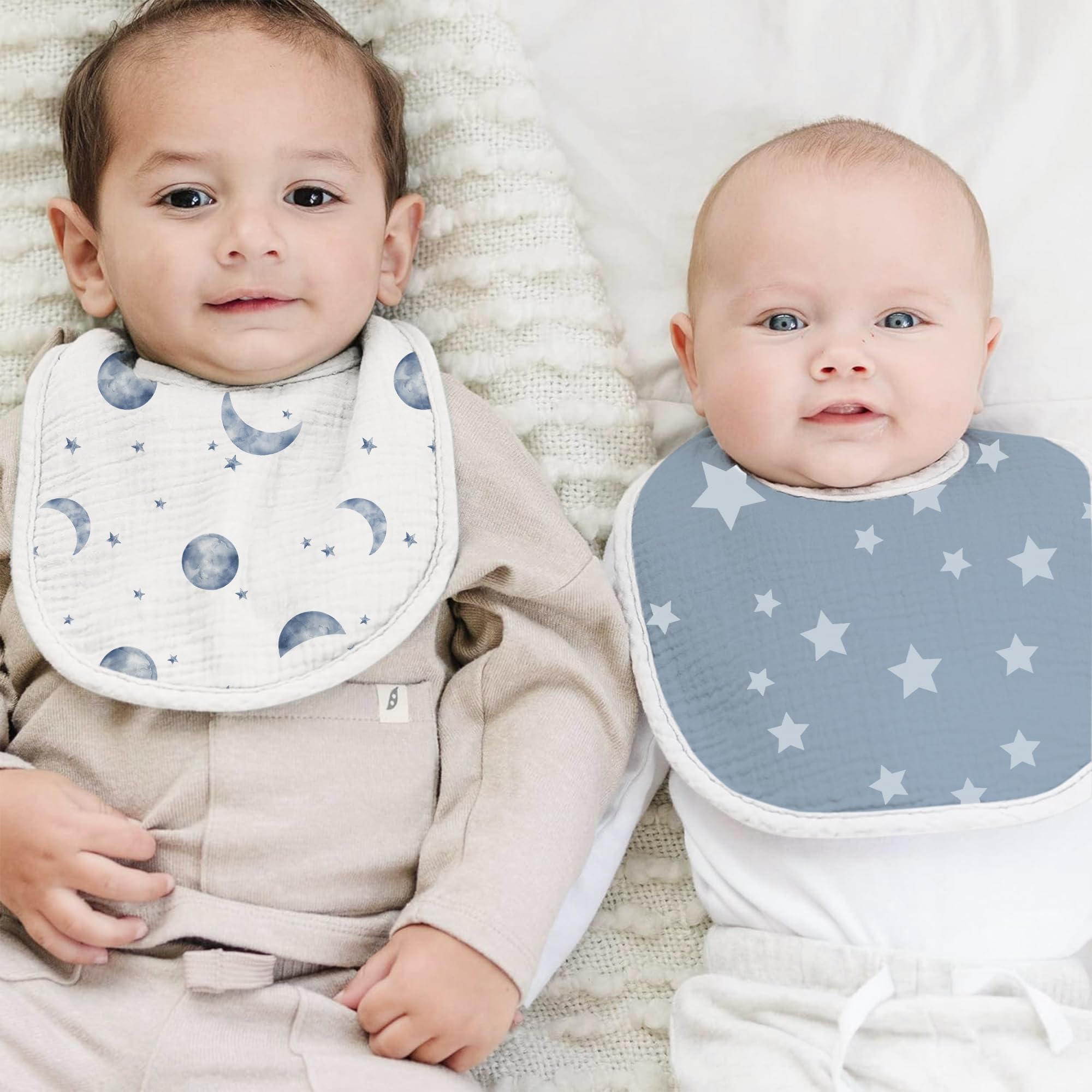 Konssy bibs set used as burp cloths and washcloths for quick cleanups