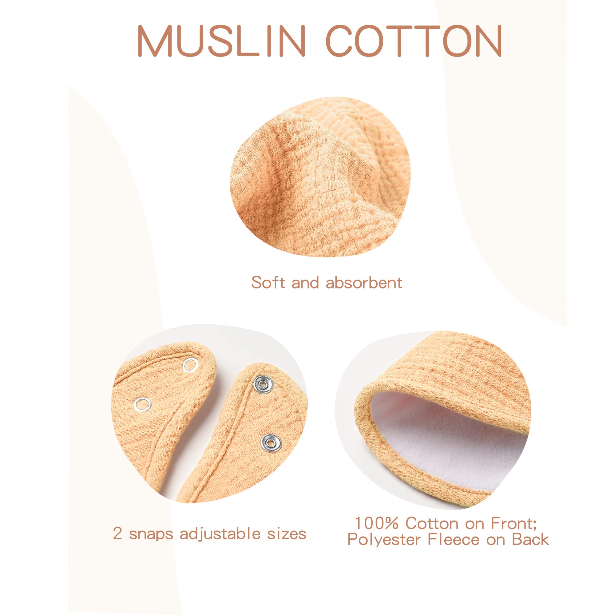 Konssy Muslin Baby Bibs unisex colors coordinate with outfits while teething and drooling.