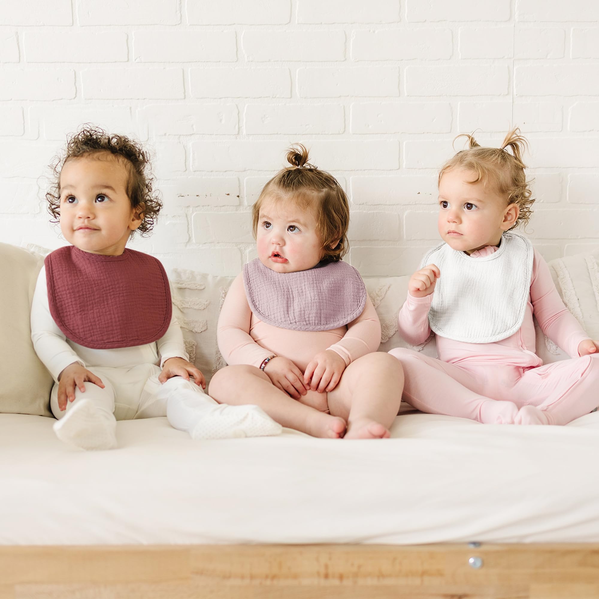 Konssy muslin baby bibs unisex colors complement outfits