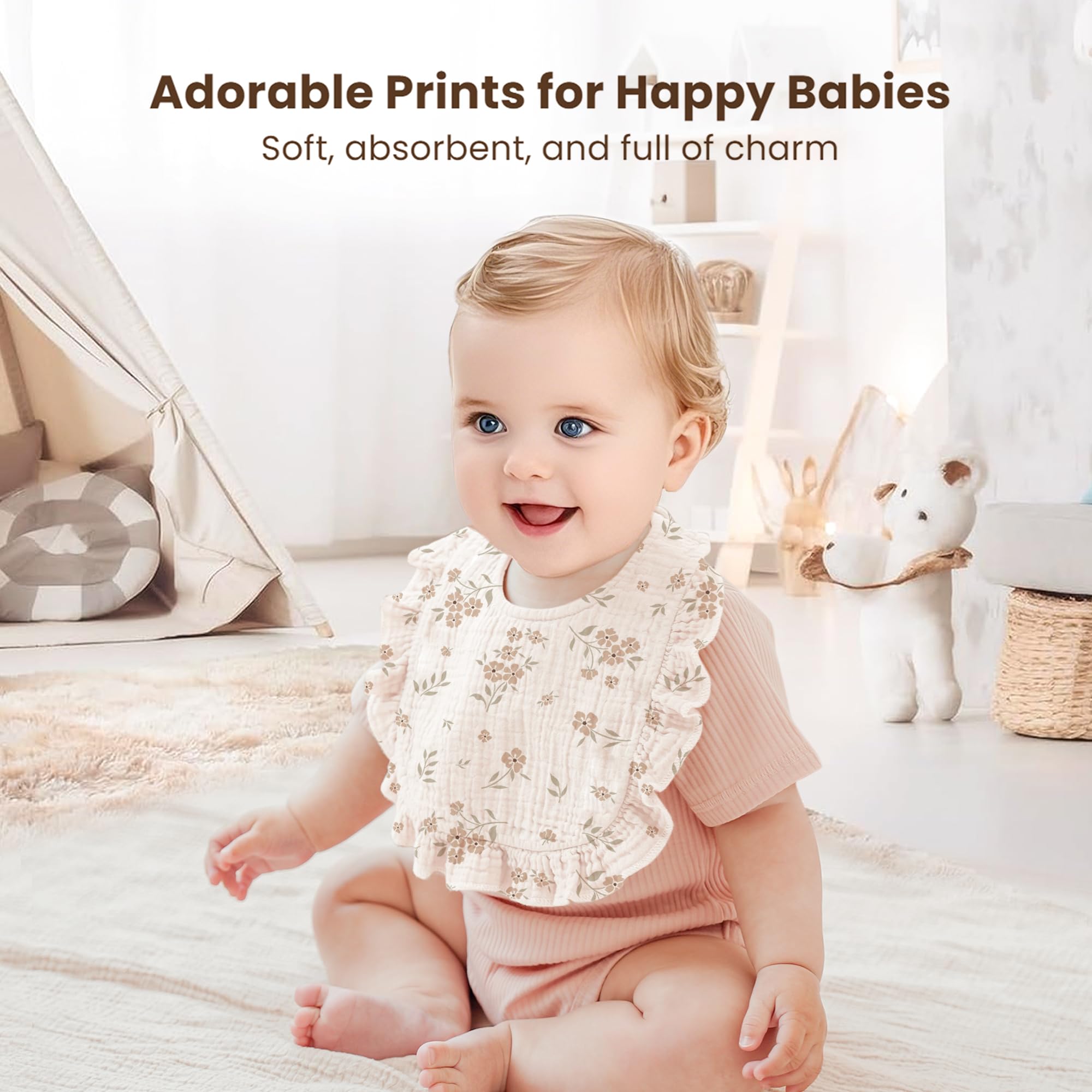 Konssy Muslin Bibs versatile styles suit every daily outfit.