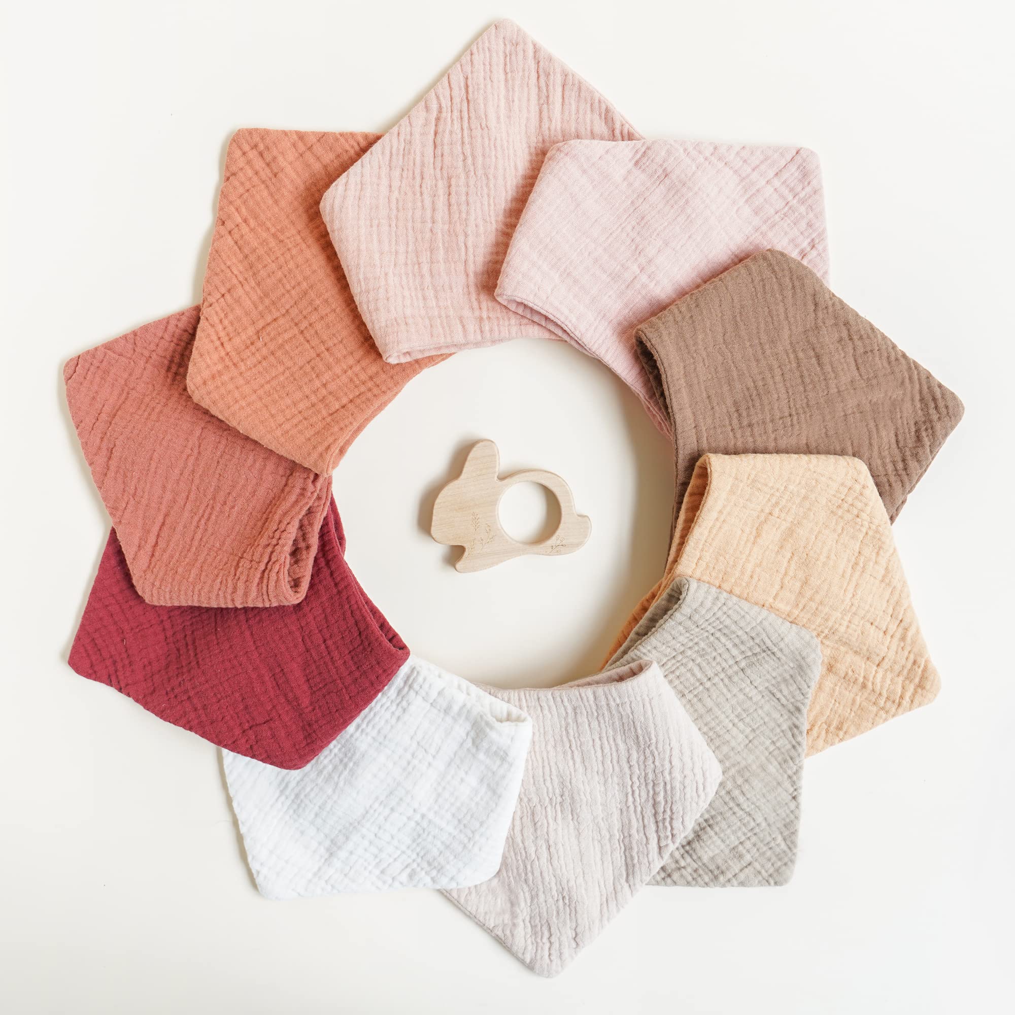 Konssy Muslin Baby Bibs, machine-washable for easy care.