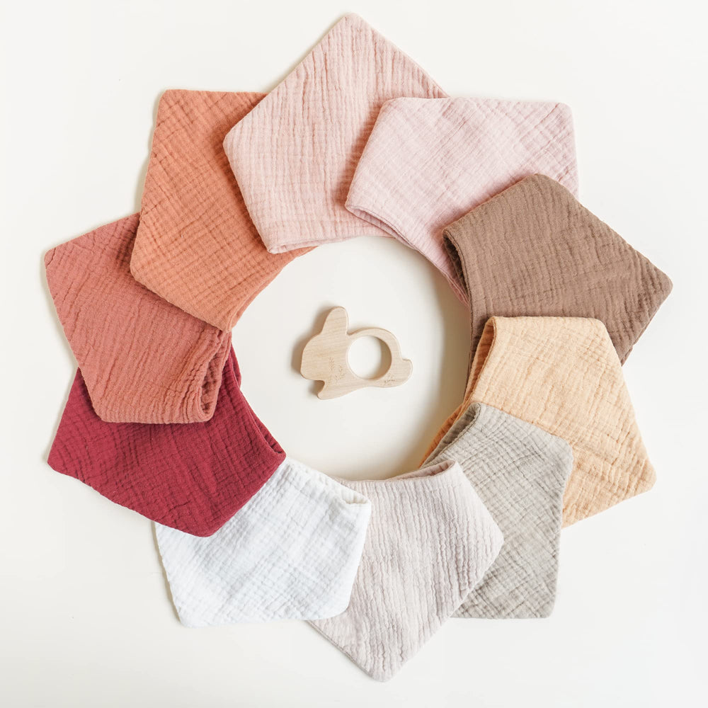 Konssy Muslin Baby Bibs, machine-washable for easy care.