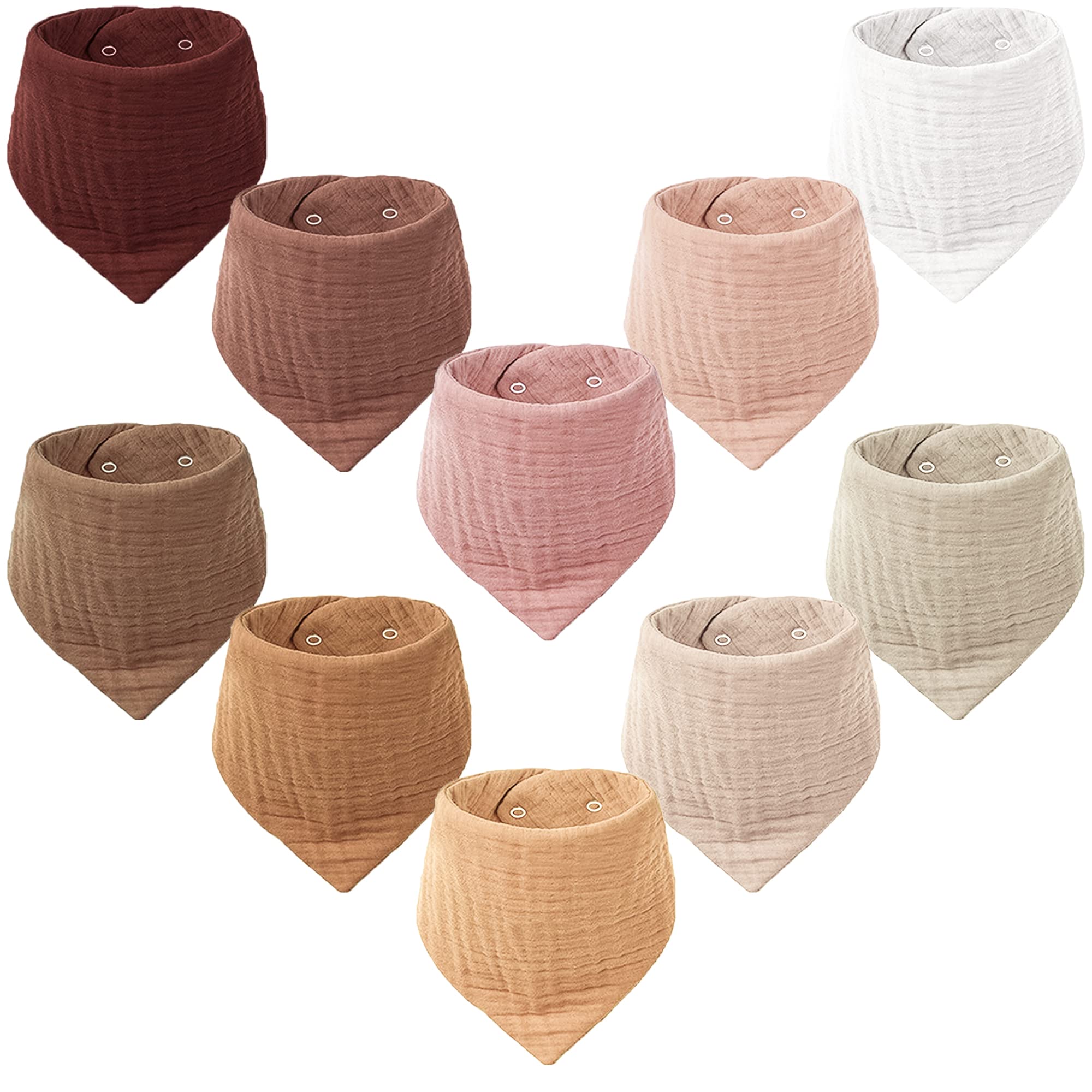 Konssy Muslin Baby Bibs 10-pack packaging, gift-ready and unisex for shower gifting.