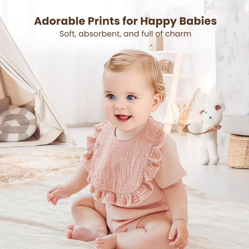 Konssy Muslin Baby Bibs 3-pack displayed together for convenient care