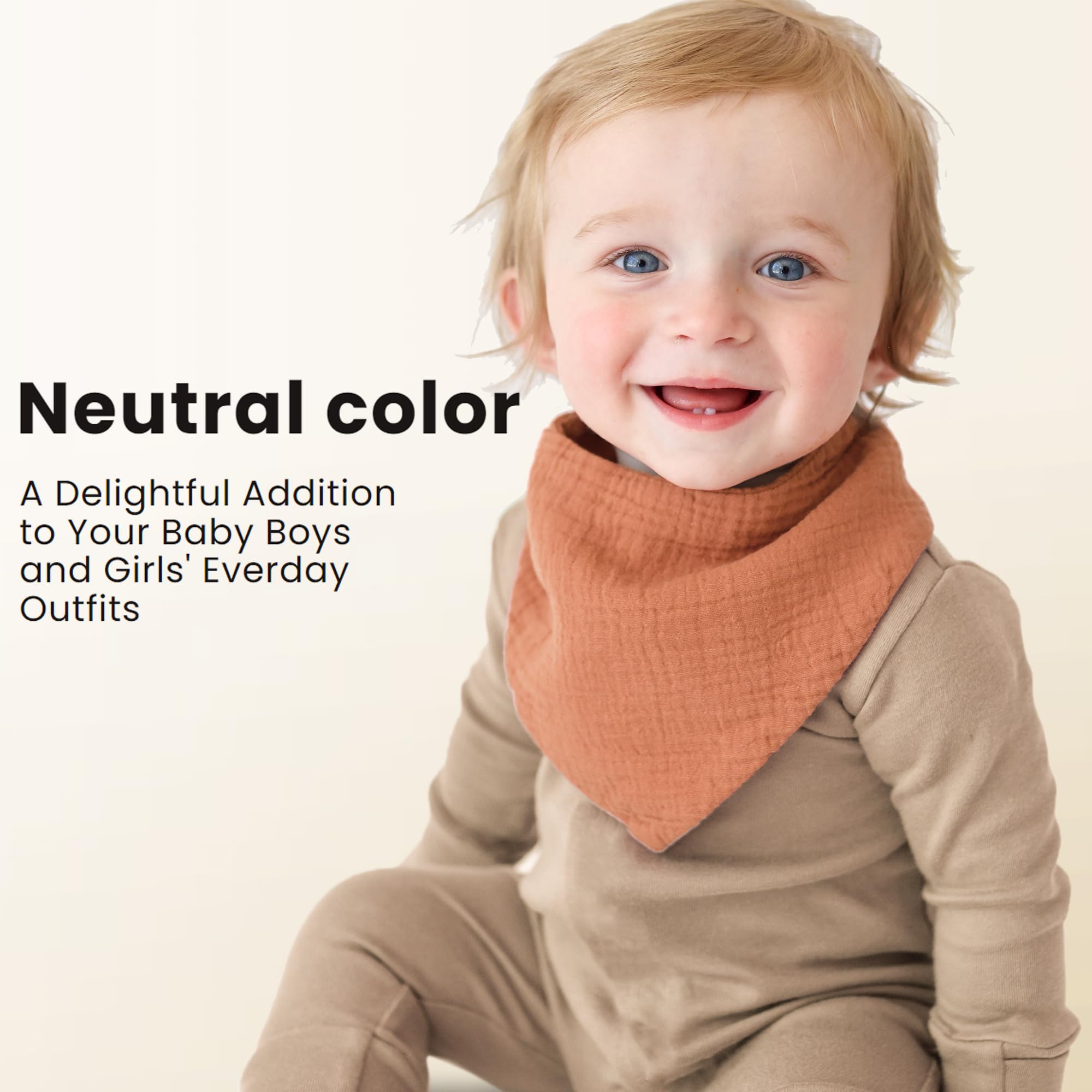 Konssy Muslin Baby Bibs close-up highlights breathable fabric and gentle skin feel