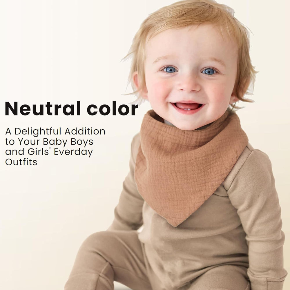 Konssy Muslin Baby Bibs close-up shows plush cotton for drool absorption.