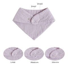 Konssy Muslin Baby Bibs adjustable neck snaps for a comfortable fit.