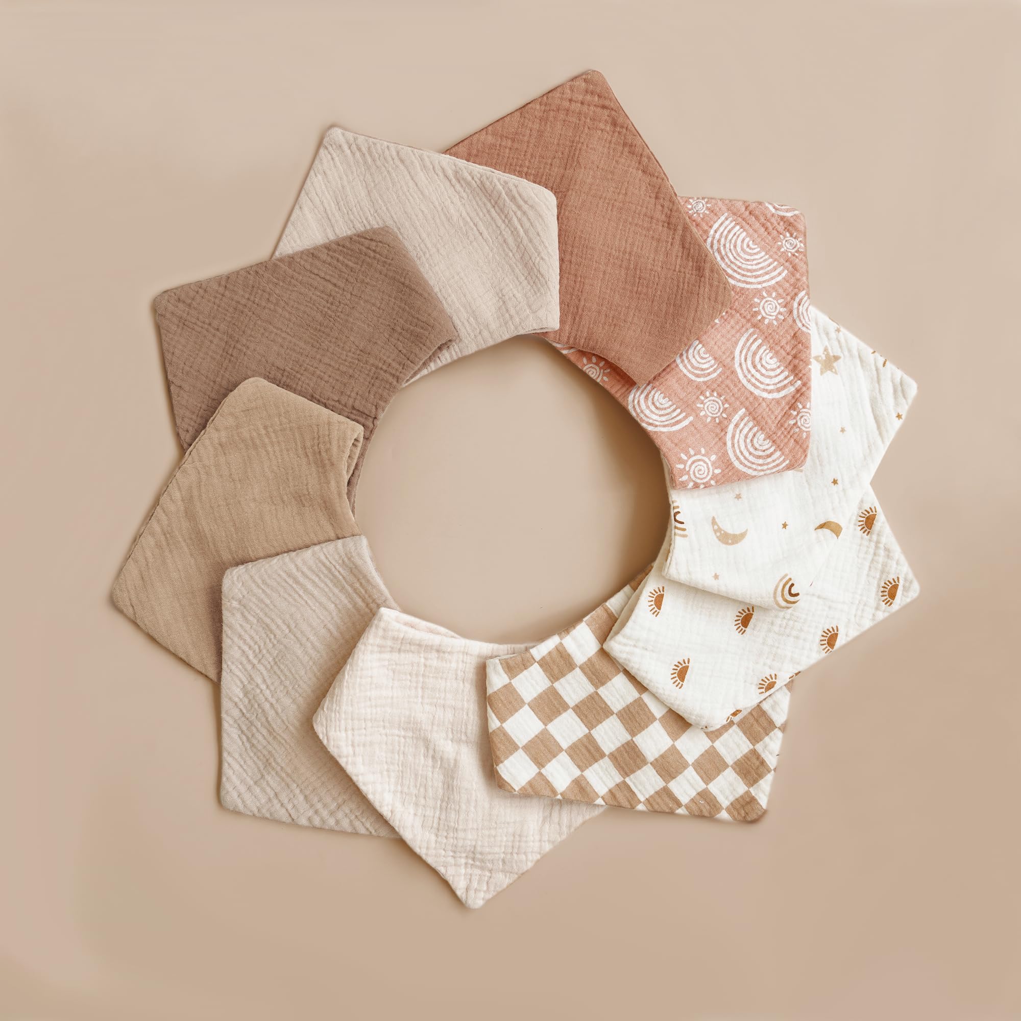 Konssy Muslin Baby Bibs used as burp cloth to keep outfits dry.