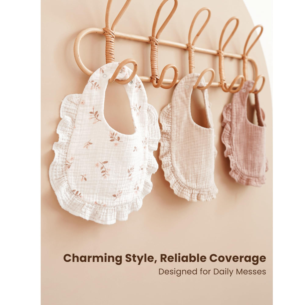 Konssy Muslin Baby Bibs easy-care fabric stays soft after washing.