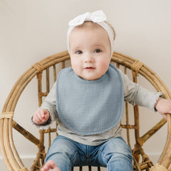 Konssy Muslin Baby Bibs front view highlighting soft texture and adjustable snaps
