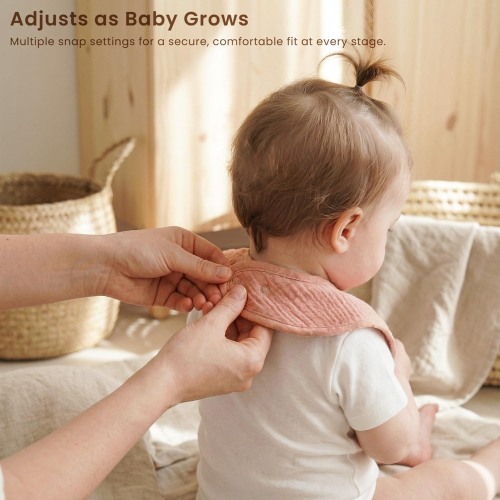 Konssy Muslin Baby Bibs machine washable for easy care.