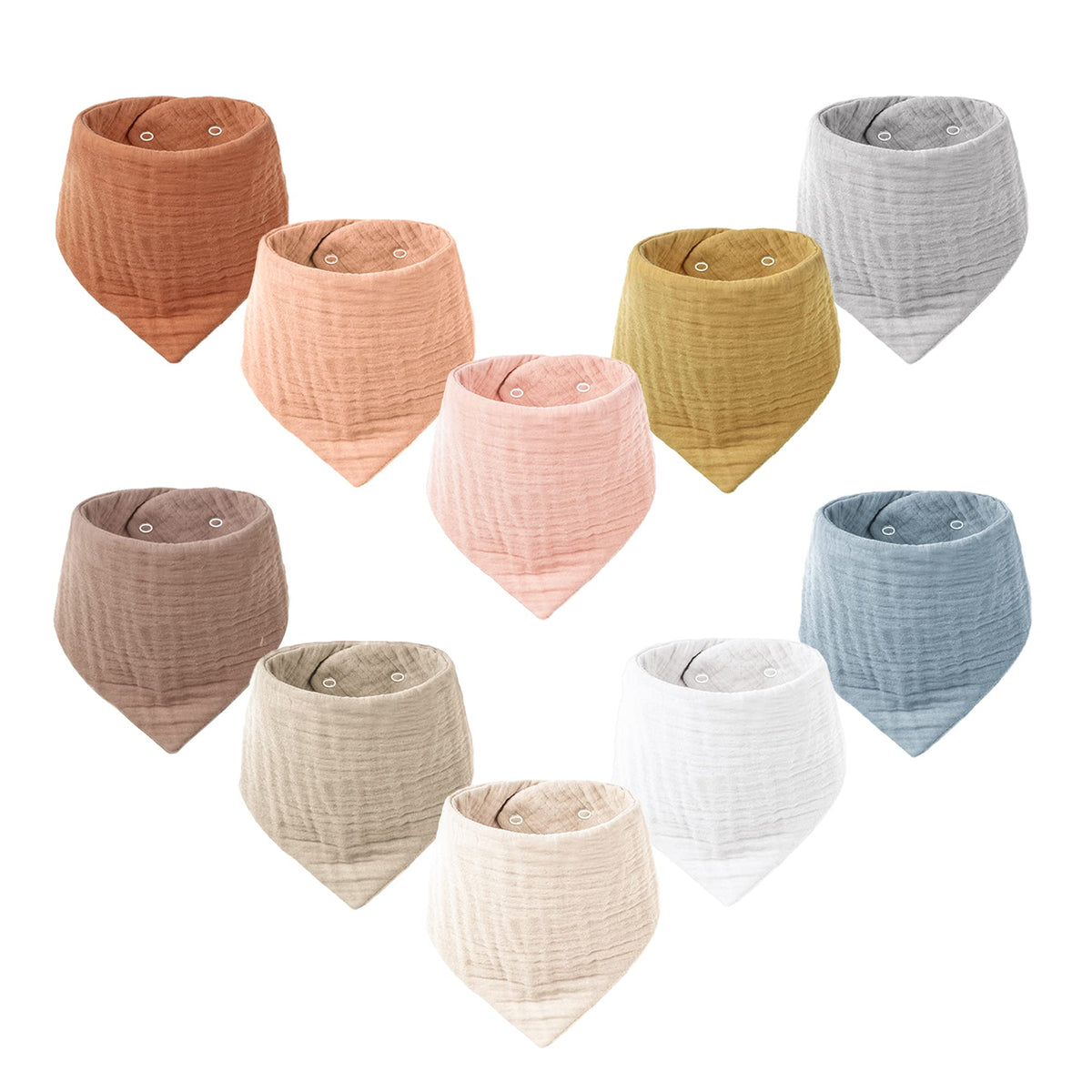 Konssy Muslin Baby Bib Pack close-up shows soft, absorbent fabric for drool