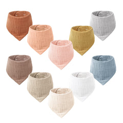 Konssy Muslin Baby Bib Pack close-up shows soft, absorbent fabric for drool