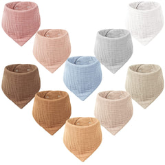 Konssy Muslin Baby Bibs pack closeup showing soft fabric and absorption.