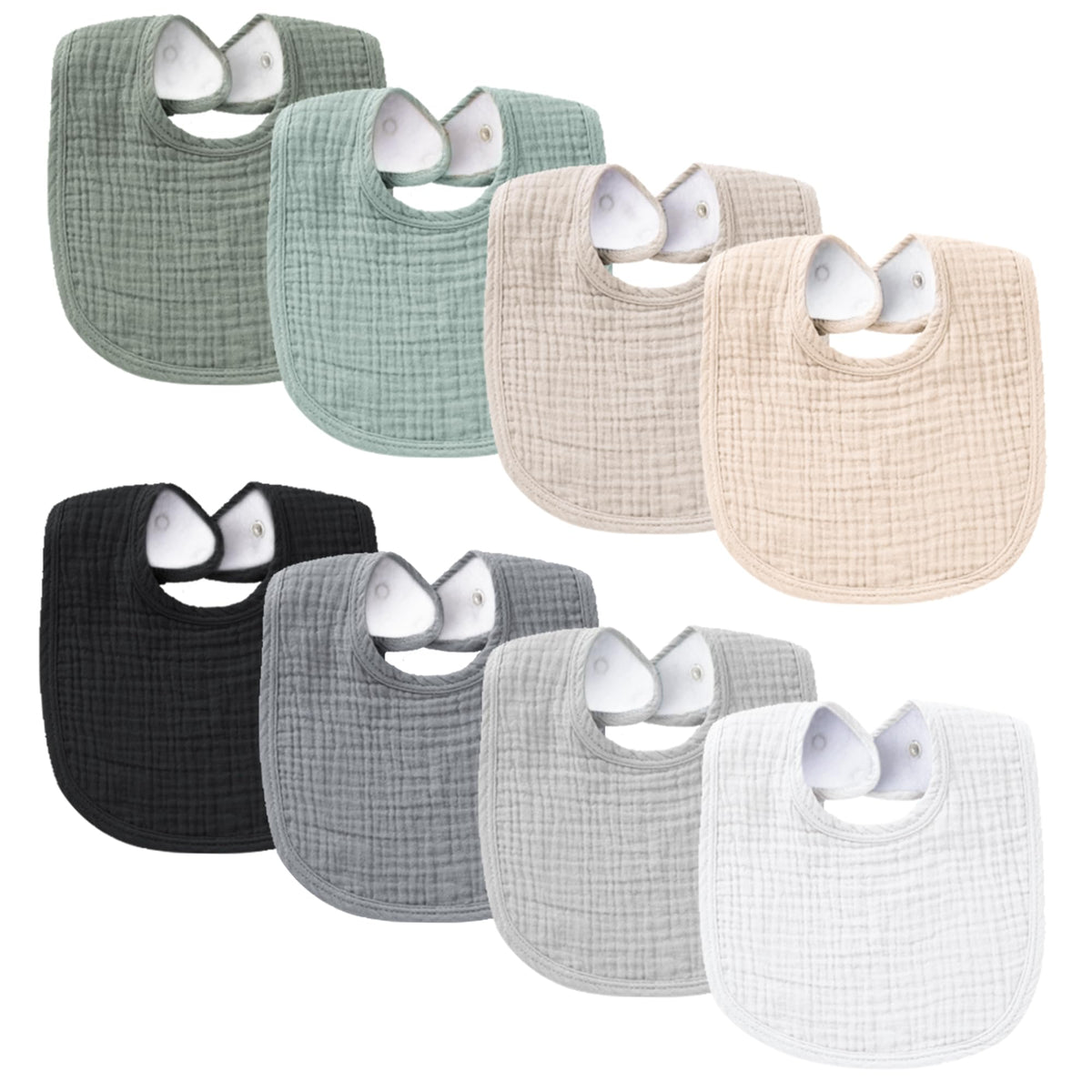 Konssy Muslin Baby Bibs pack cover shows soft absorbent cotton front with fleece back.