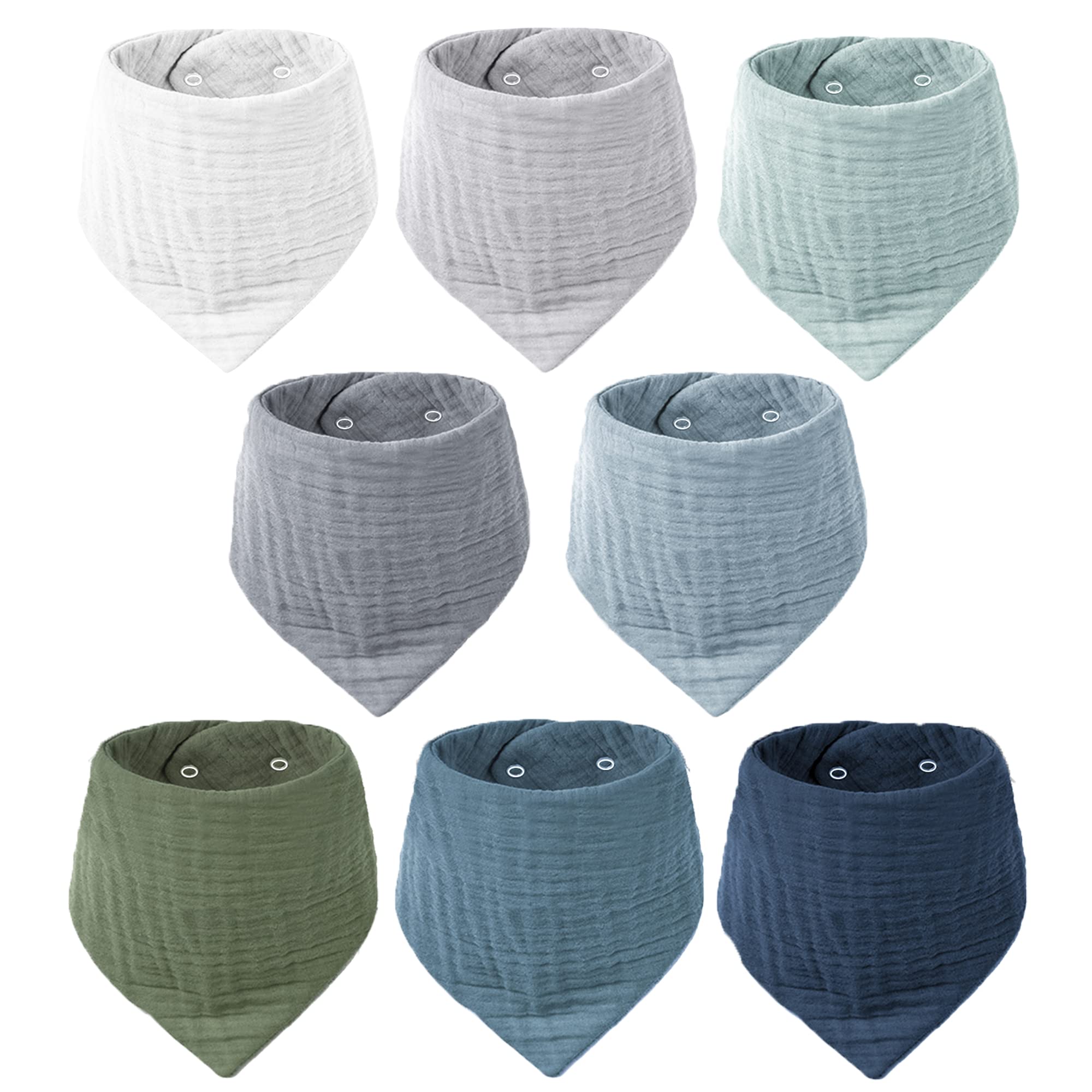 Konssy muslin baby bibs packaged set shows soft, absorbent bandanas for quick drool cleanup.
