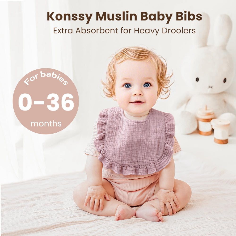 Konssy Muslin Baby Bibs with printed floral pattern for stylish everyday wear