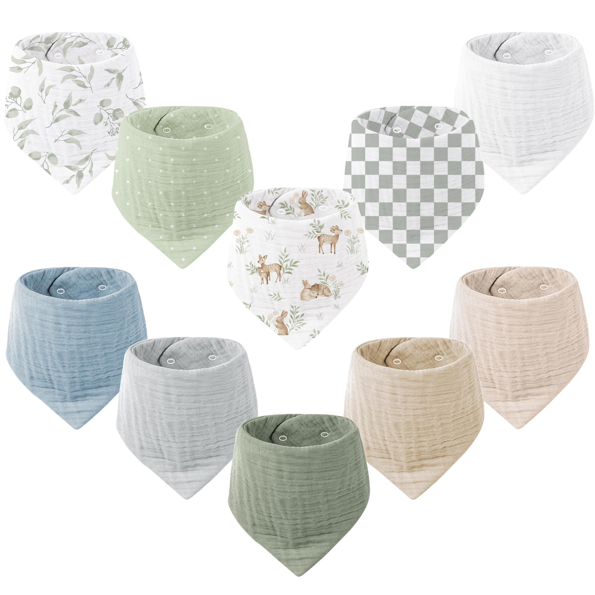 Konssy Muslin Baby Bibs soft-absorbent closeup for drool control.